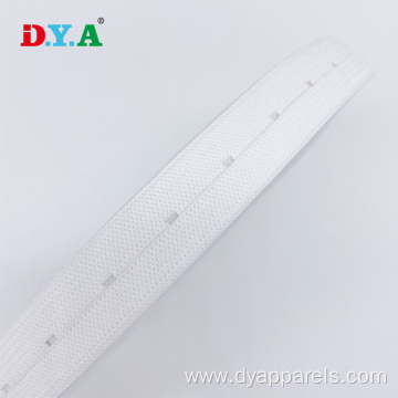 2cm White Polyester Adjustable Buttonhole Elastic Polyester